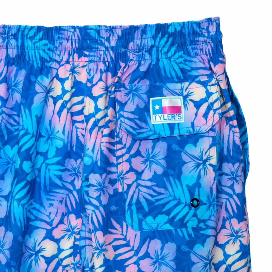 Men's Blue Floral Volley Shorts by Tyler - Faded Vintage Design for Comfort & Style