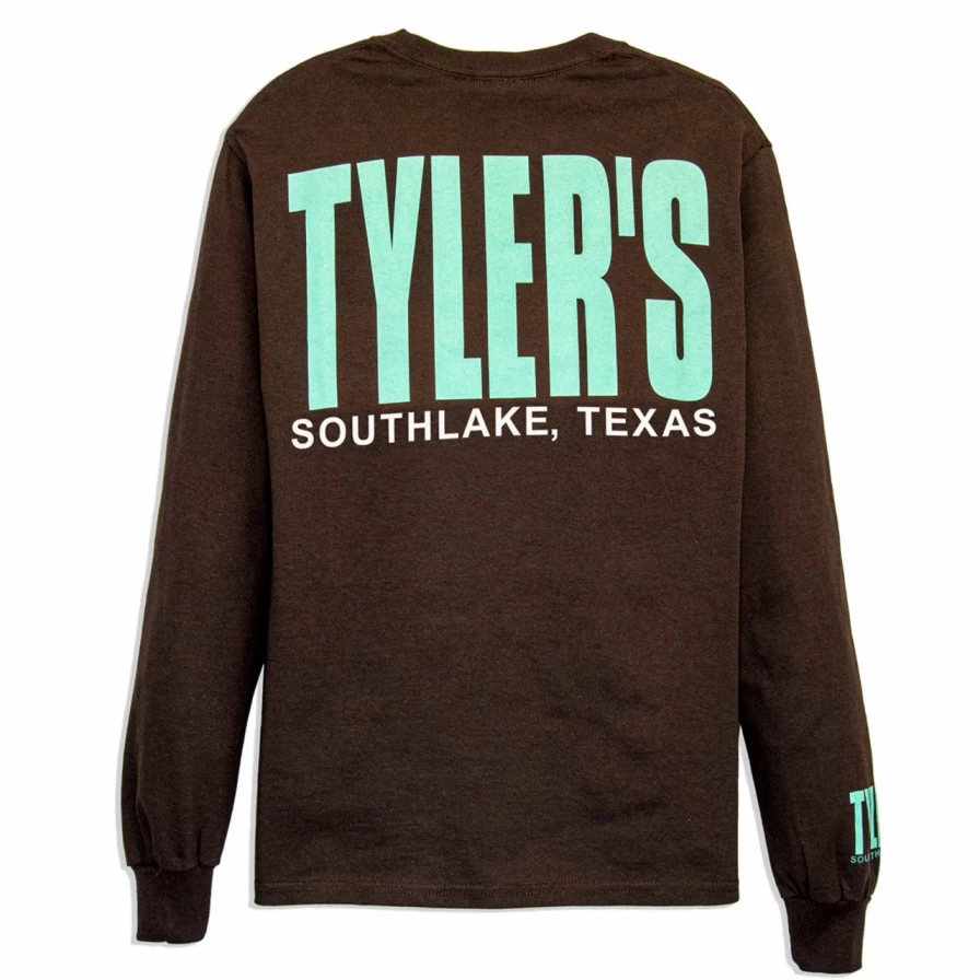 Men's Long Sleeve Dark Chocolate Mint Graphic Tee - Southlake Vintage Style Cotton Shirt