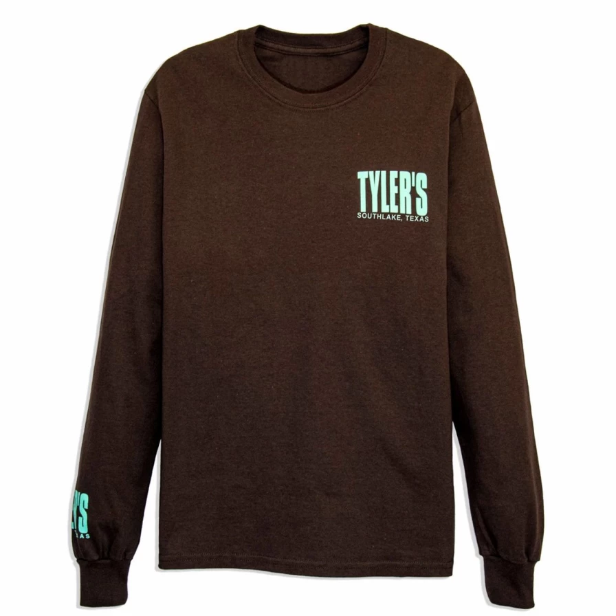 Men's Long Sleeve Dark Chocolate Mint Graphic Tee - Southlake Vintage Style Cotton Shirt