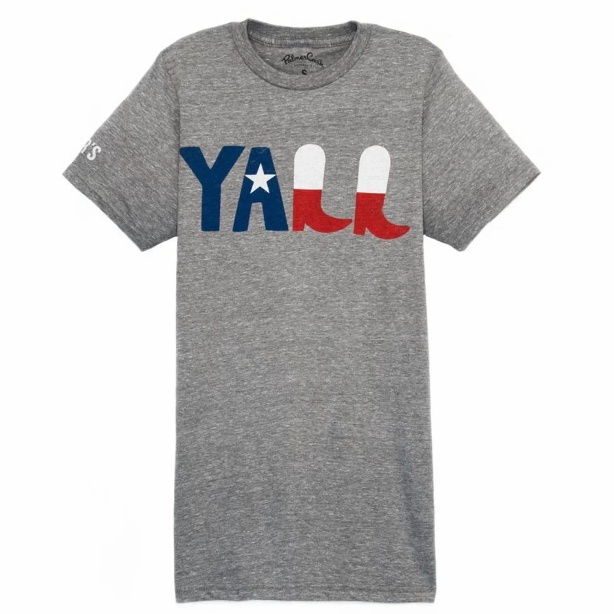 "Y'All Texas Flag T-Shirt in Heather Grey - Comfortable & Stylish Texan Pride Tee"