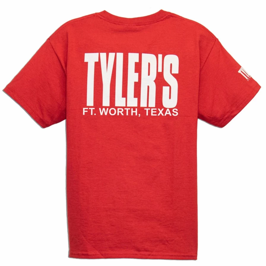 Kids' Red and White Tyler's T-Shirt - Ft. Worth Themed Graphic Tee for Children