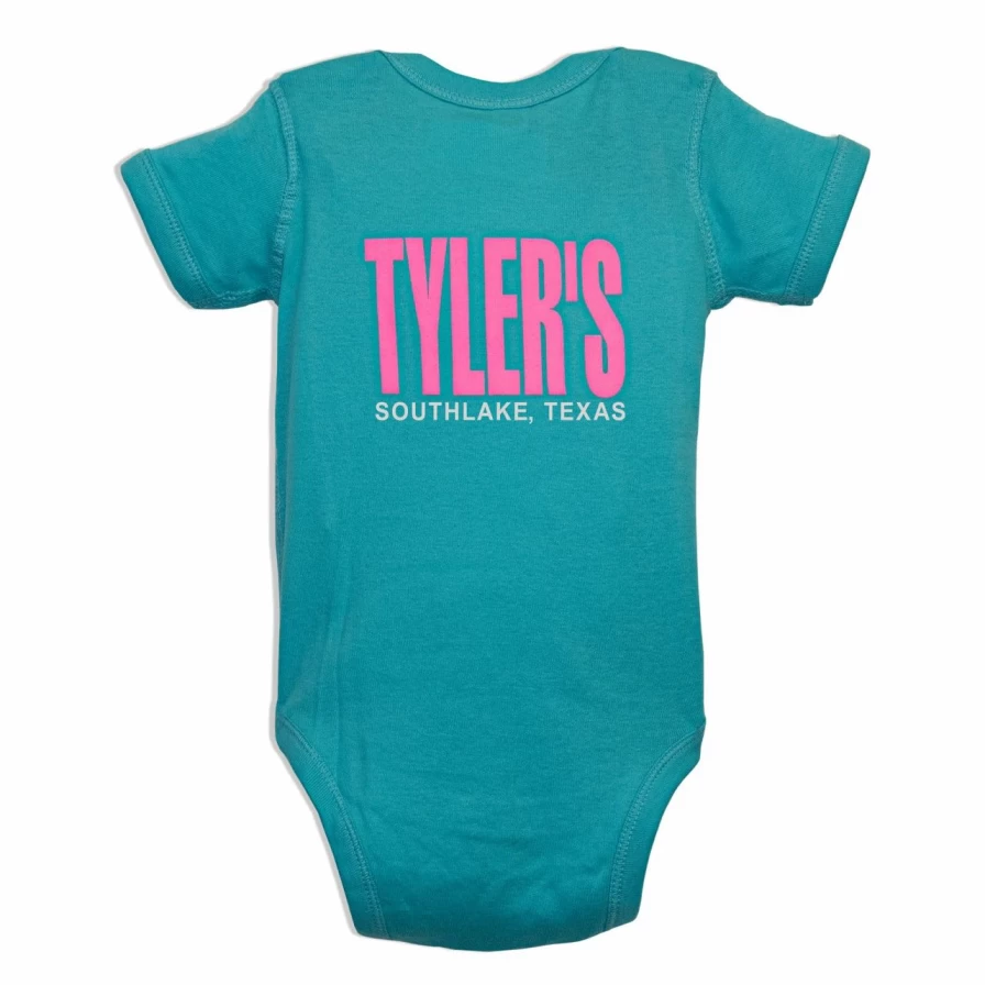 "Caribbean Blue and Pink Baby Onesie - Southlake Collection"