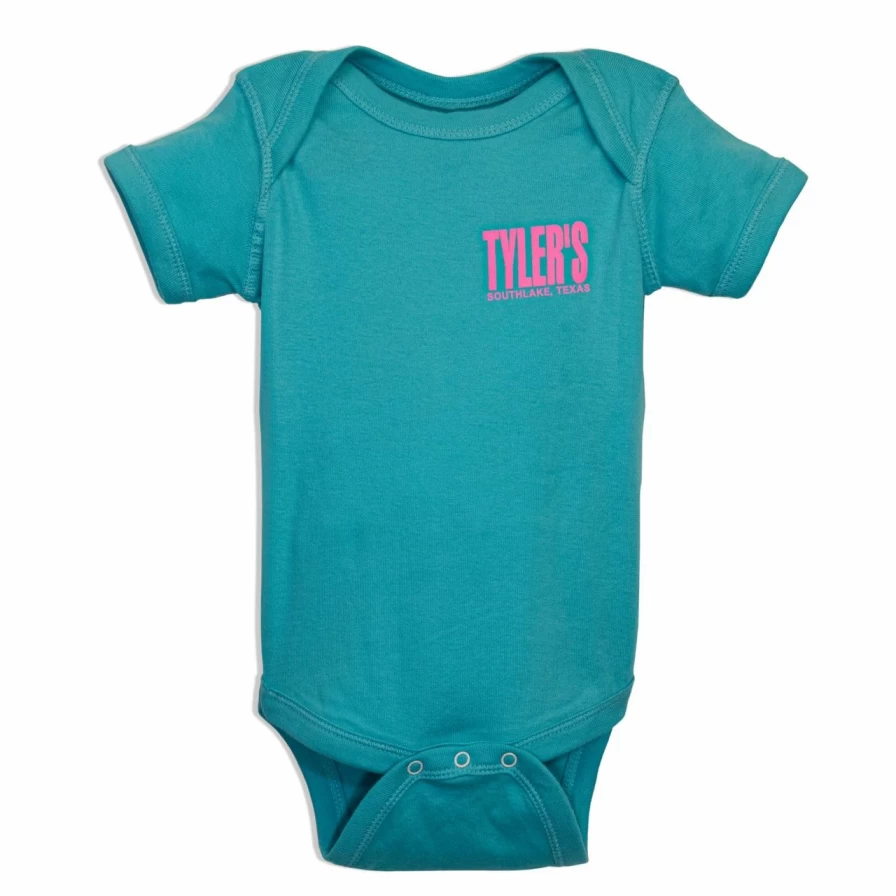 "Caribbean Blue and Pink Baby Onesie - Southlake Collection"
