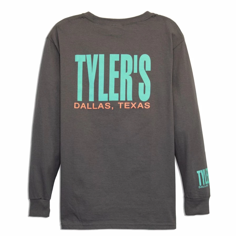 Kids' Charcoal & Mint Long Sleeve T-Shirt - Dallas Themed Casual Top for Boys and Girls