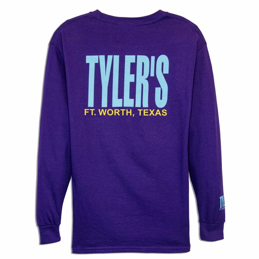Kids' Long Sleeve T-Shirt - Purple and Aqua Color Block Tee for Boys & Girls
