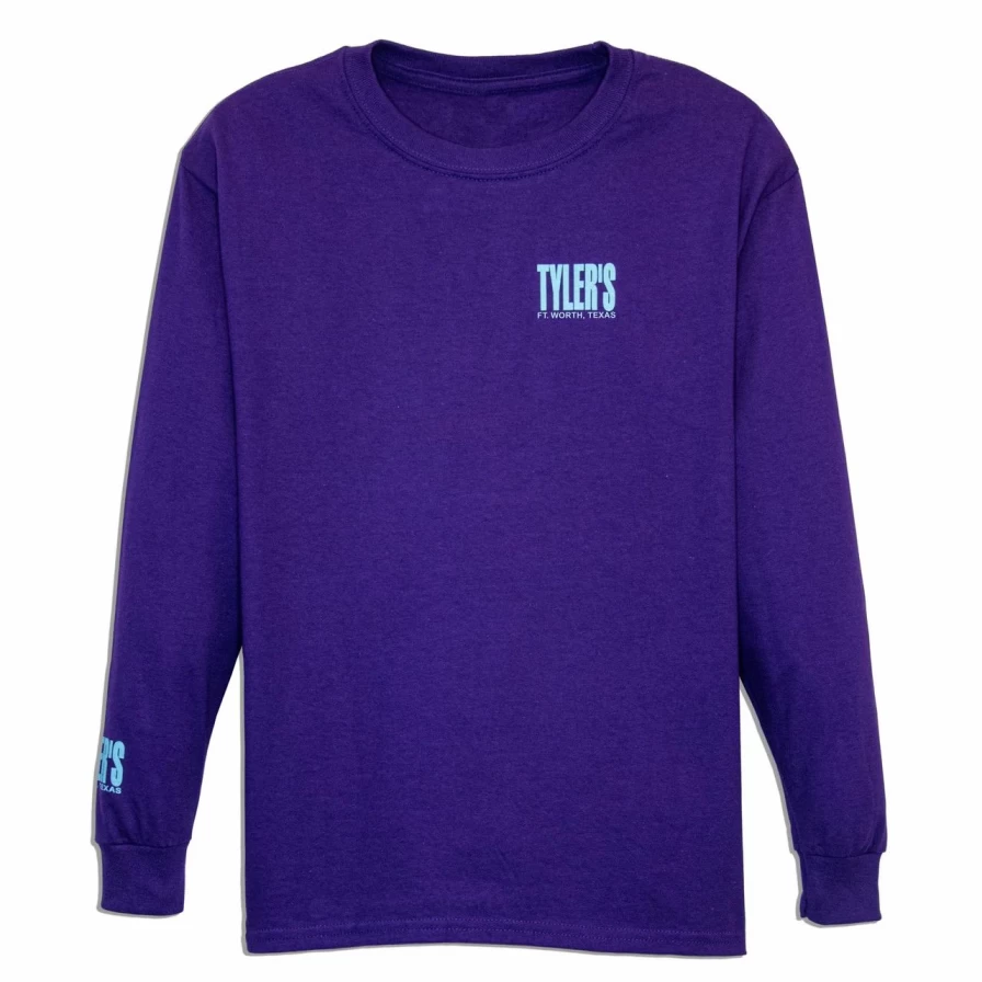 Kids' Long Sleeve T-Shirt - Purple and Aqua Color Block Tee for Boys & Girls