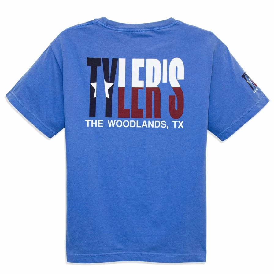 "Kids' Comfort Colors Blue Texas Flag T-Shirt - The Woodlands Graphic Tee"