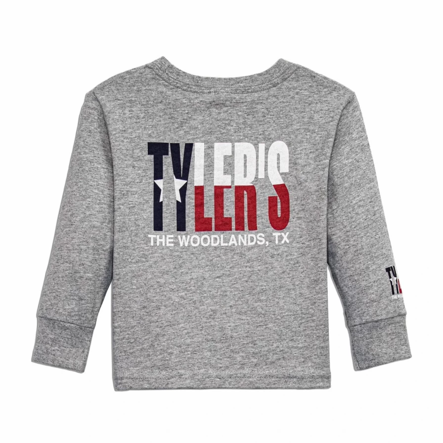 "Toddler's Grey Texas Flag Long Sleeve T-Shirt – The Woodlands Collection"