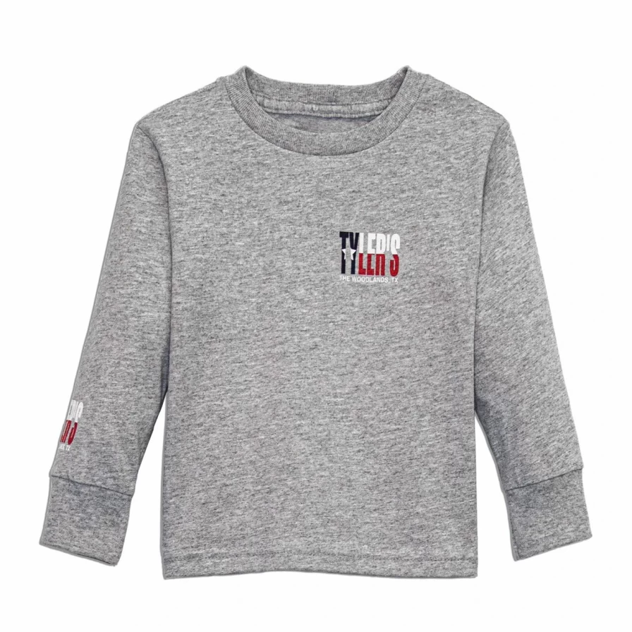 "Toddler's Grey Texas Flag Long Sleeve T-Shirt – The Woodlands Collection"
