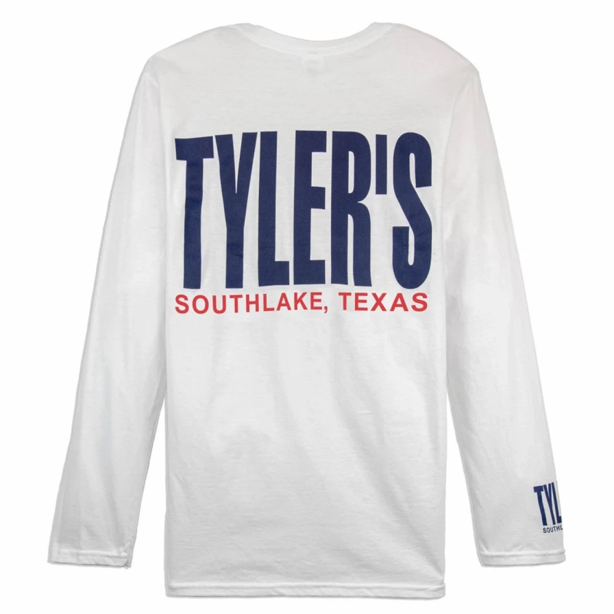 Men's Classic White and Navy Long Sleeve Casual T-Shirt - Cuffless Design for Comfort