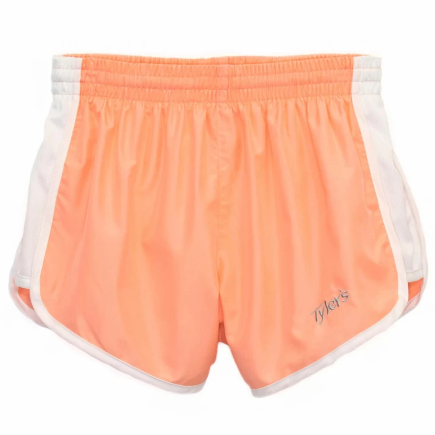 Women's Pastel Peach & White High-Waisted Racer Running Shorts - Breathable Athletic Shorts for Women