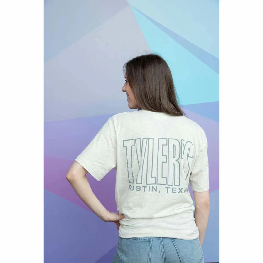 "Prism Outline Tee in Natural and Cool Grey by Tyler's - Austin Collection"