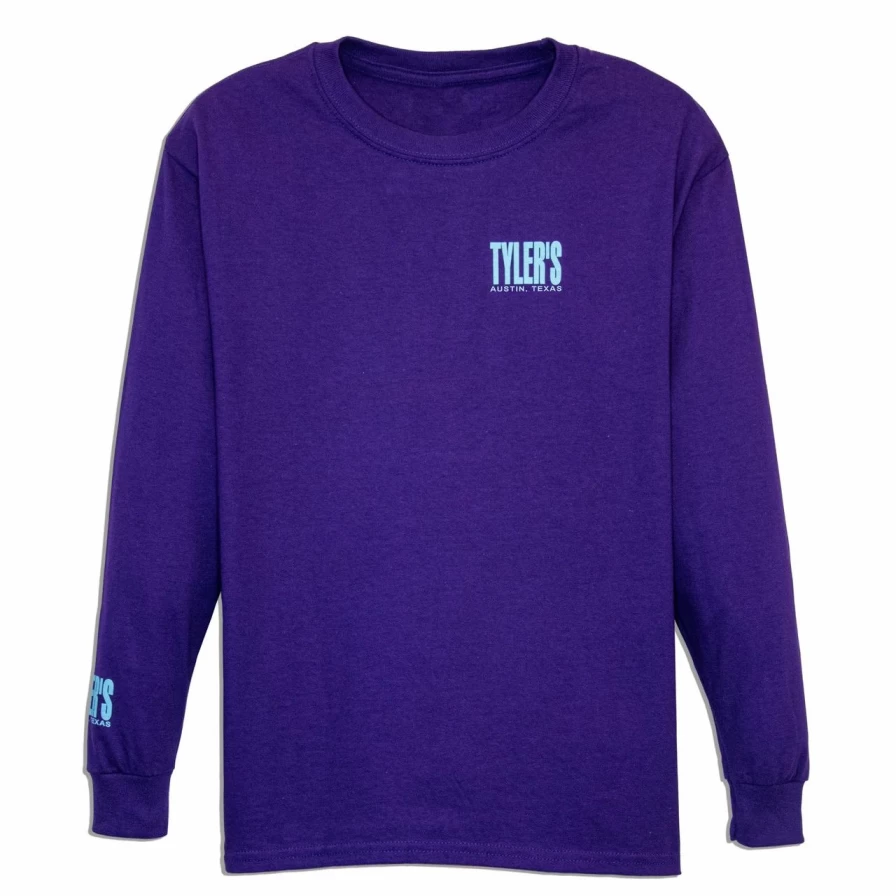 Kids' Long Sleeve T-Shirt - Purple and Aqua Color, Comfortable Casual Top for Boys and Girls