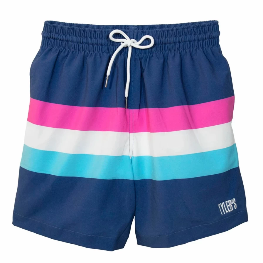 Men's Volley Shorts in Navy Stripe by Tyler's - Kauai Beach Style