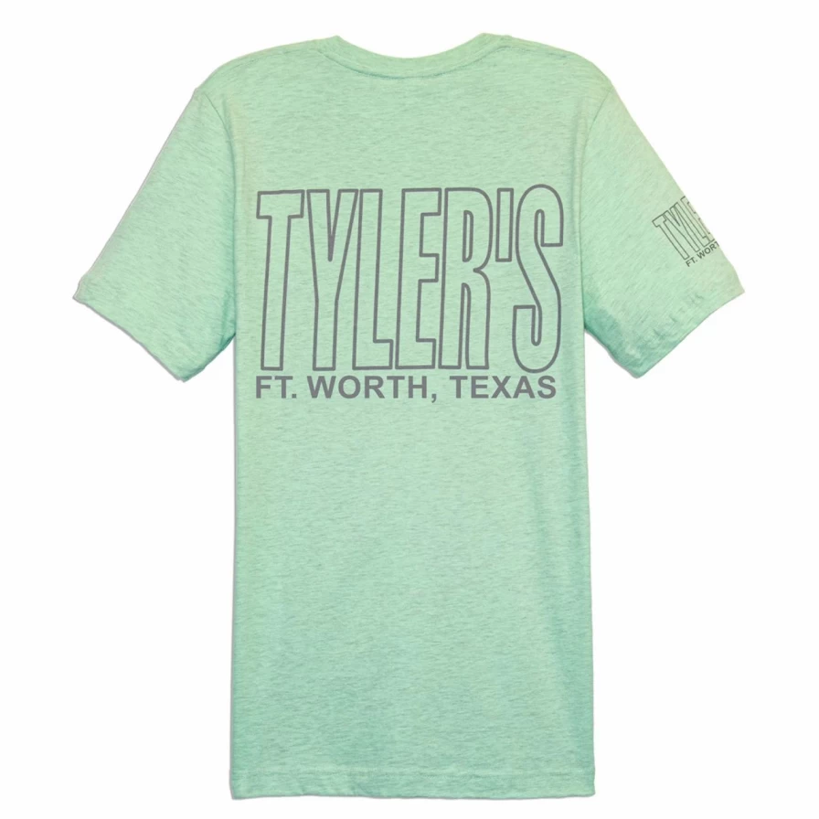Tyler's Prism Mint and Cool Grey Outline T-Shirt - Stylish Graphic Tee from Ft. Worth