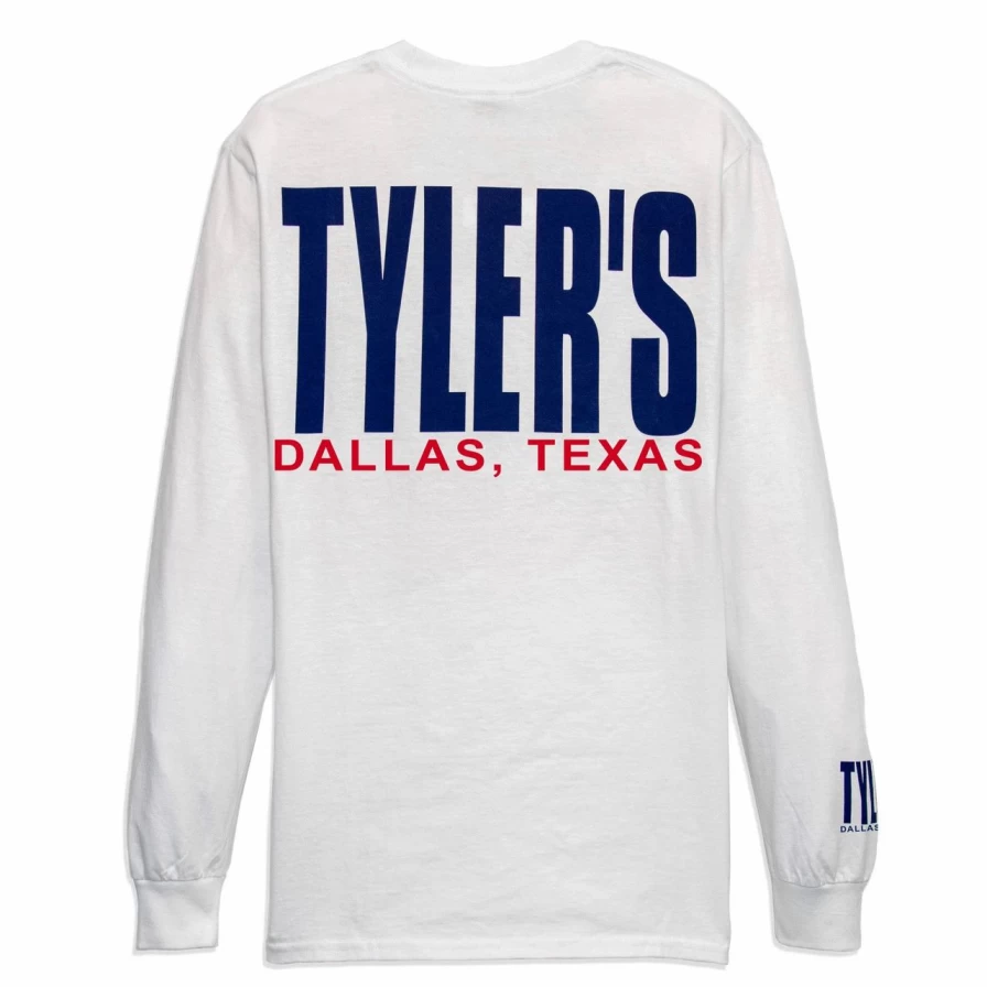 Men's Classic Long Sleeve T-Shirt - White and Navy Striped Casual Top for Dallas Style