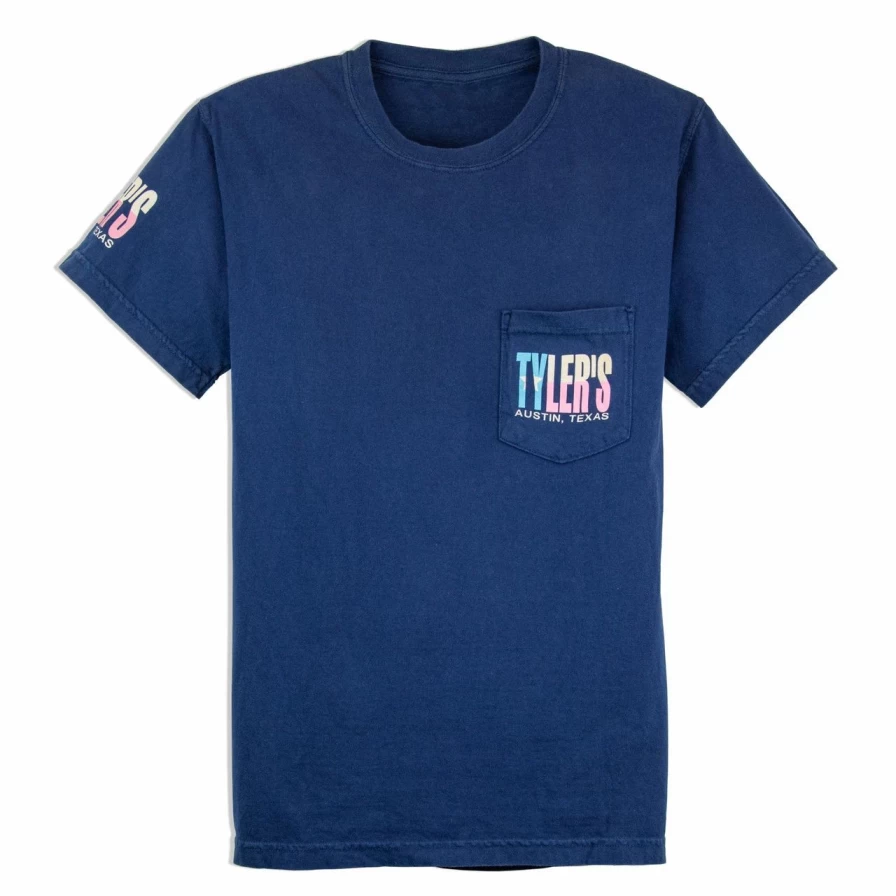 Men's Navy & Pastel Texas Flag Pocket T-Shirt | Comfort Colors Tee | Austin TX Graphic Vintage Style