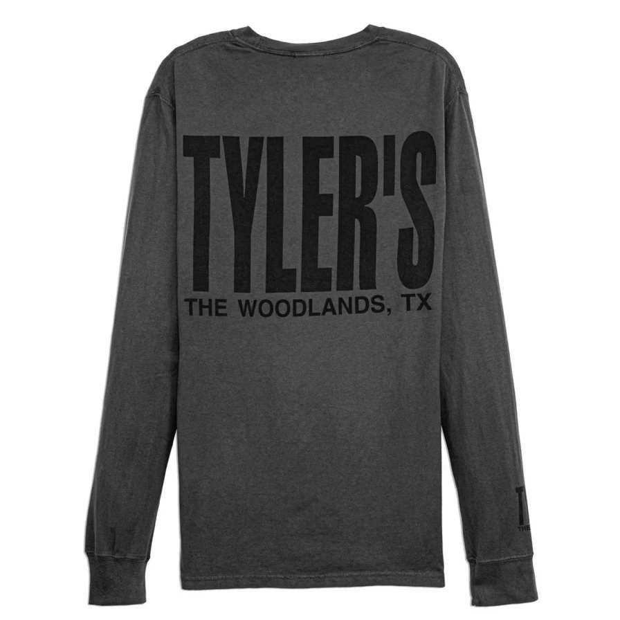 Tyler's Comfort Color Long Sleeve Railroad Black Tee - The Woodlands Vintage Style