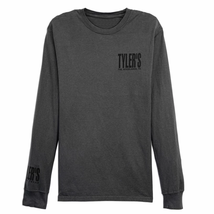 Tyler's Comfort Color Long Sleeve Railroad Black Tee - The Woodlands Vintage Style