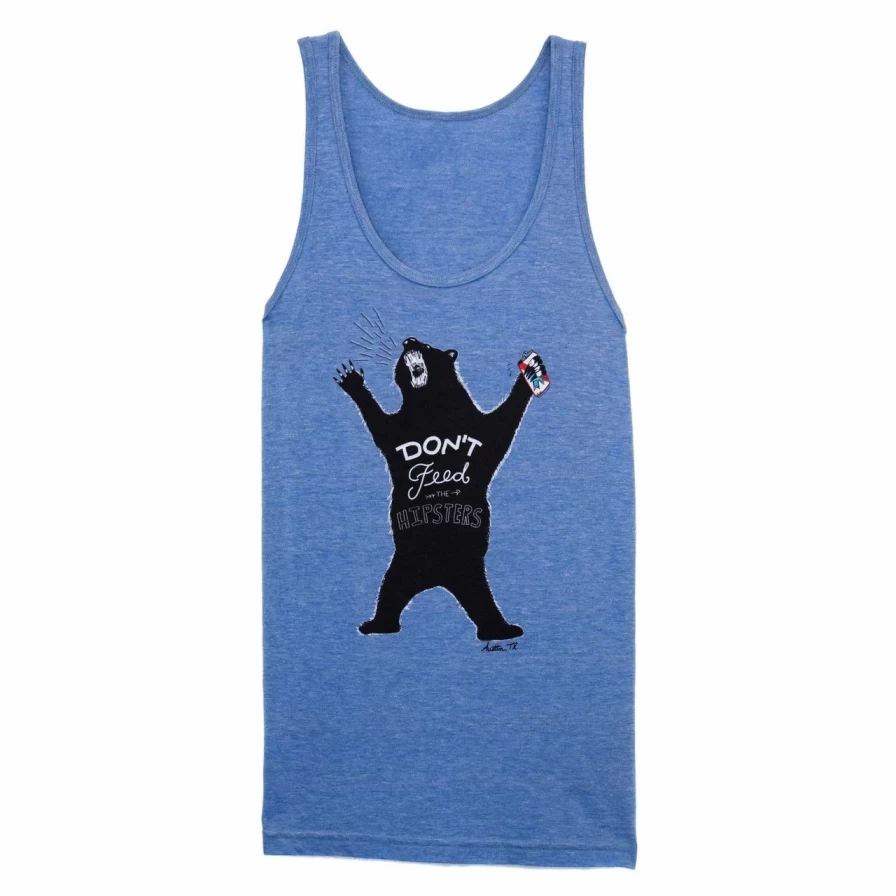 "Don't Feed The Hipsters Funny Slogan Tank Top - Trendy Graphic Tee For Men & Women"