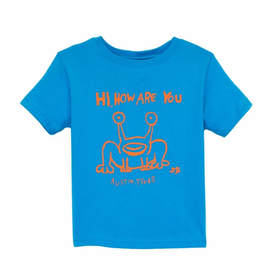 "Daniel Johnston Hi How Are You Toddler T-Shirt - Blue and Orange Graphic Tee"
