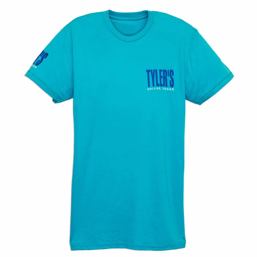 Tyler's Dallas Graphic Tee in Turquoise, Metro Blue, and White Heather Colors