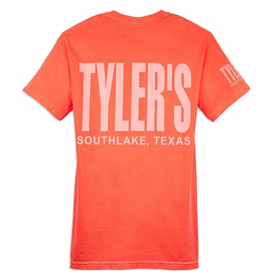 "Neon Red & White Comfort Color Pocket Tee - Southlake Style Casual T-Shirt"