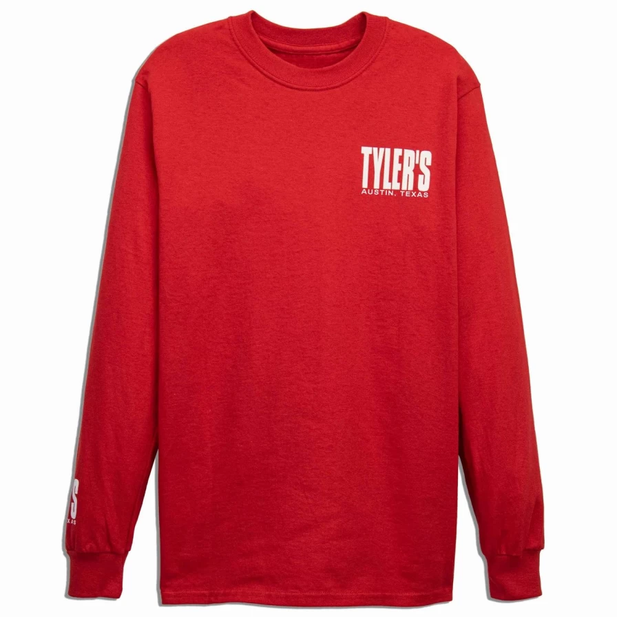 Men's Long Sleeve Red and White Striped T-Shirt - Austin Texas Graphic Tee