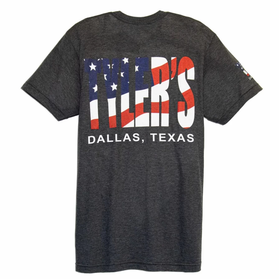 "Stylish Grey and American Flag Track Tee - Dallas Inspired Casual T-Shirt"