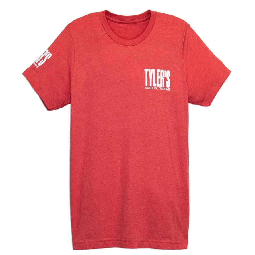 Tyler's Austin Red and White Vintage Track Tee - Classic Retro Style T-Shirt