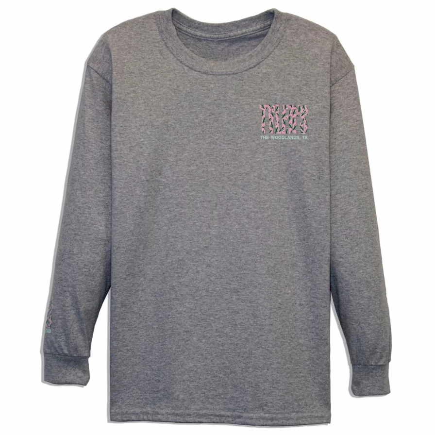Kids' Long Sleeve Grey Cactus Print T-Shirt - The Woodlands Collection
