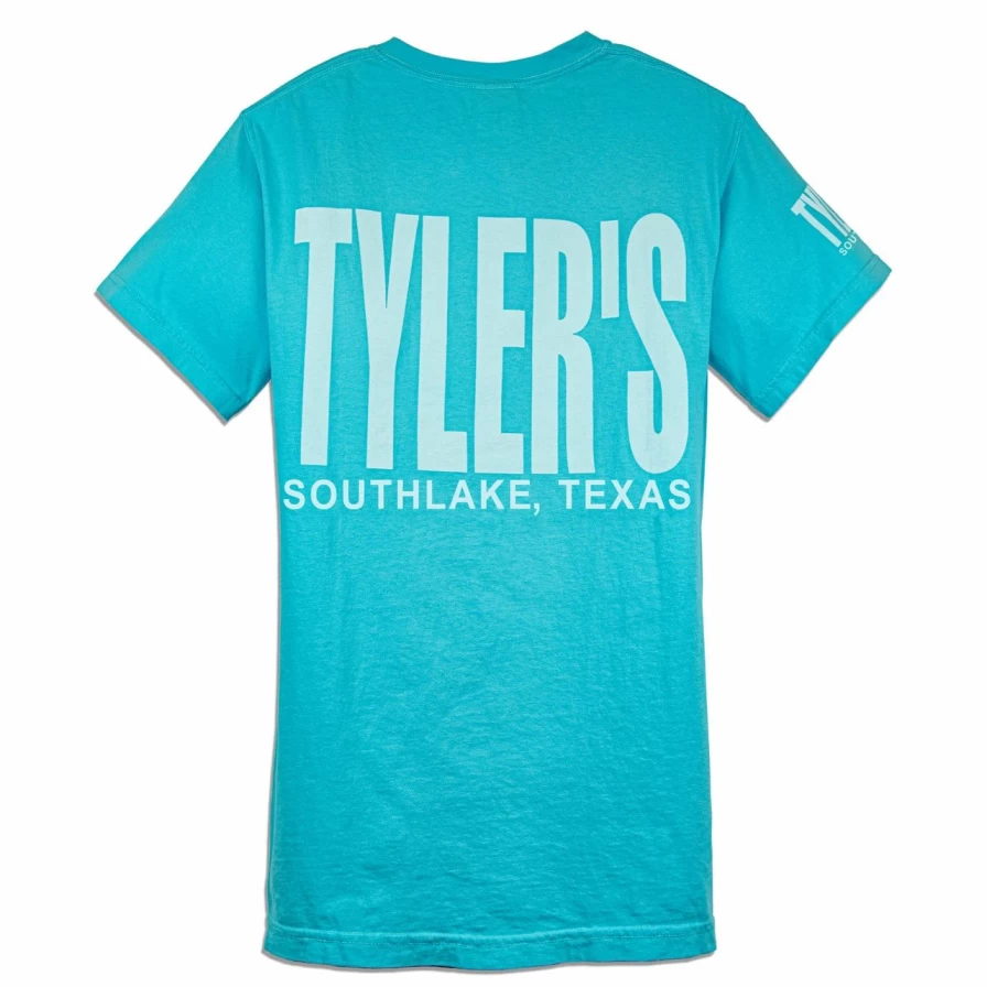 "Light Blue and White Comfort Color Pocket T-Shirt by Tyler's - Southlake Style"