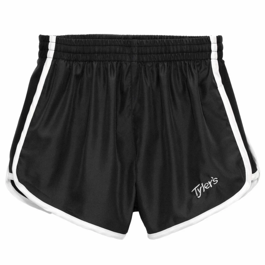 Women's Black & White Racer Running Shorts - High-Performance Athletic Wear
