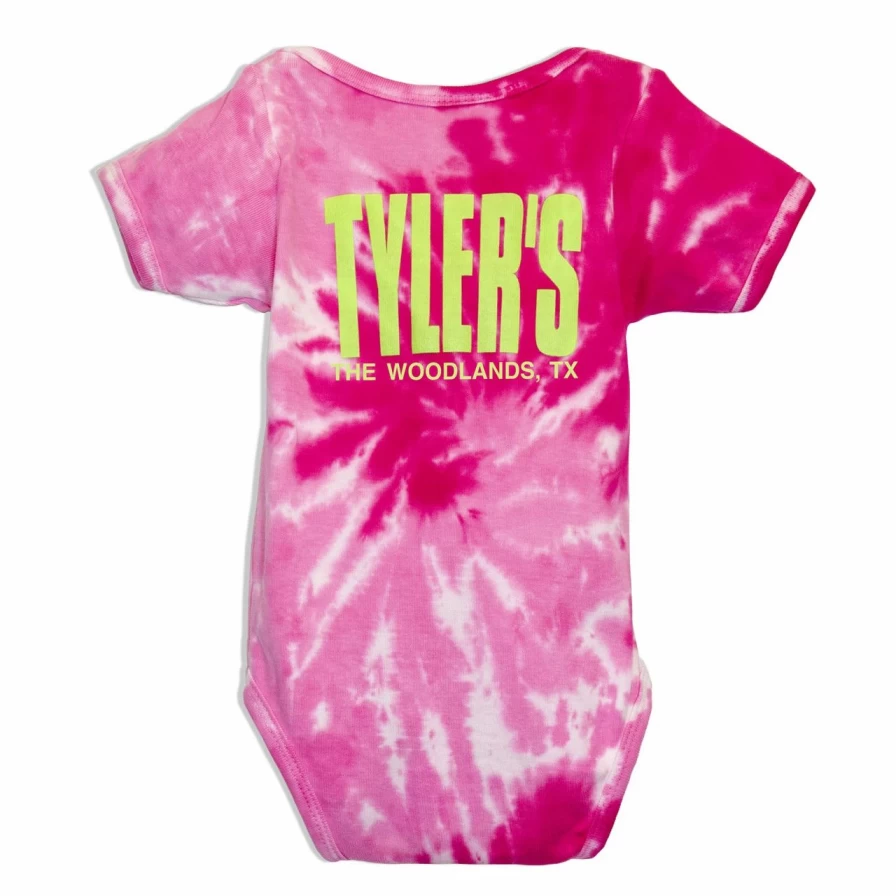 "Tyler's Tie-Dye Onesie for Babies - Pink & Lime Colorful Organic Cotton Romper"