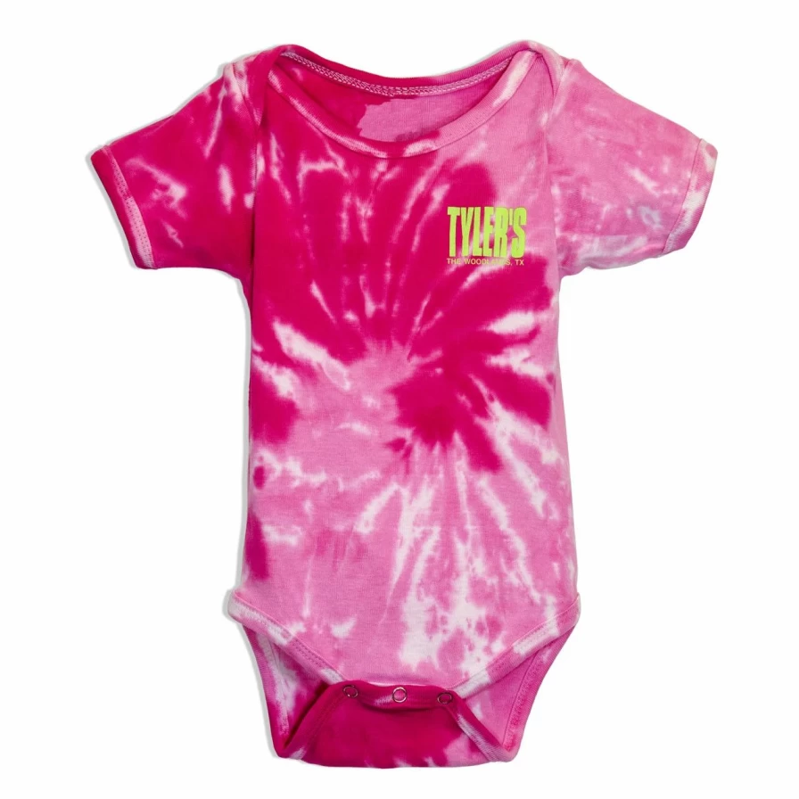 "Tyler's Tie-Dye Onesie for Babies - Pink & Lime Colorful Organic Cotton Romper"