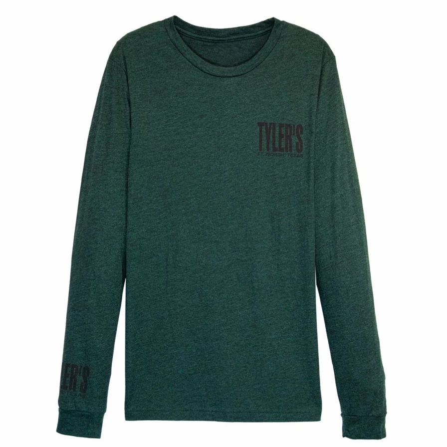 Men's Long Sleeve Emerald Green and Black Striped Crewneck Track Tee - Athletic Casual Style