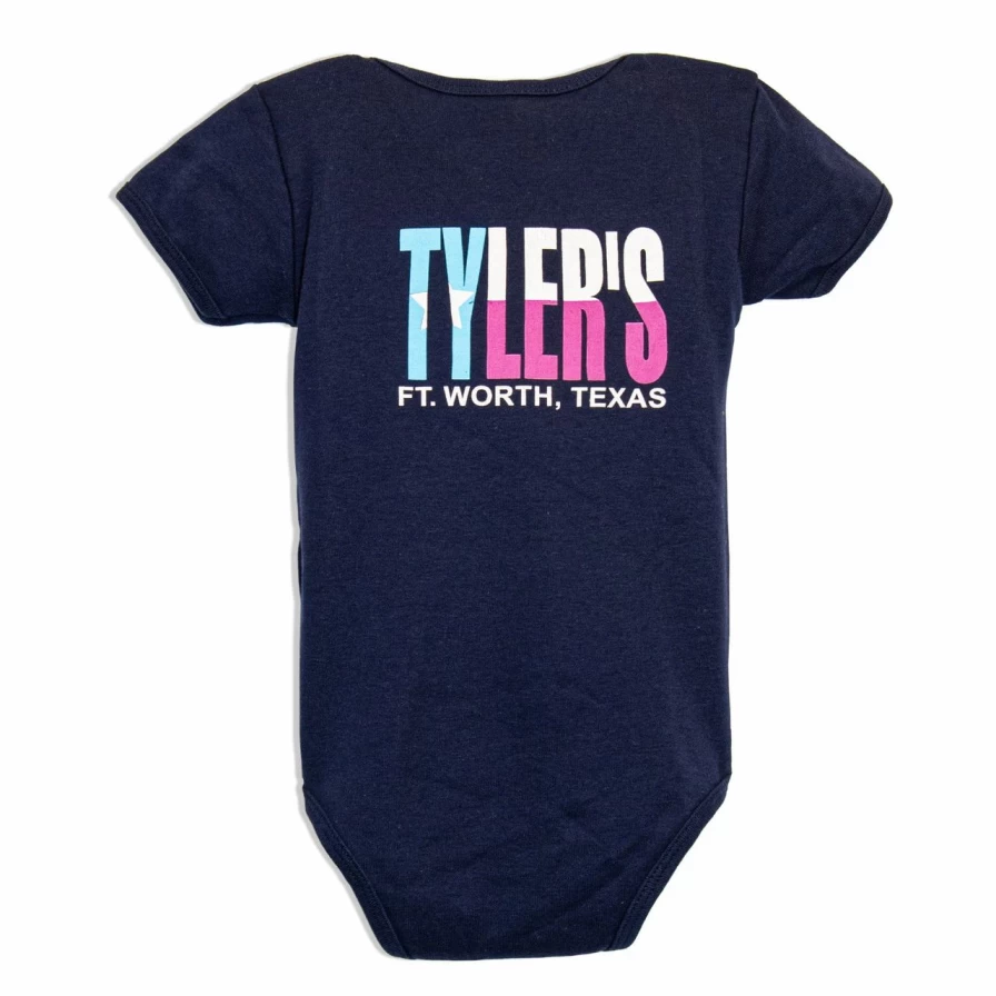 "Navy Blue and Pastel Texas Flag Onesie - Stylish Fort Worth Themed Baby Bodysuit"