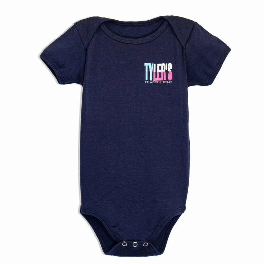 "Navy Blue and Pastel Texas Flag Onesie - Stylish Fort Worth Themed Baby Bodysuit"