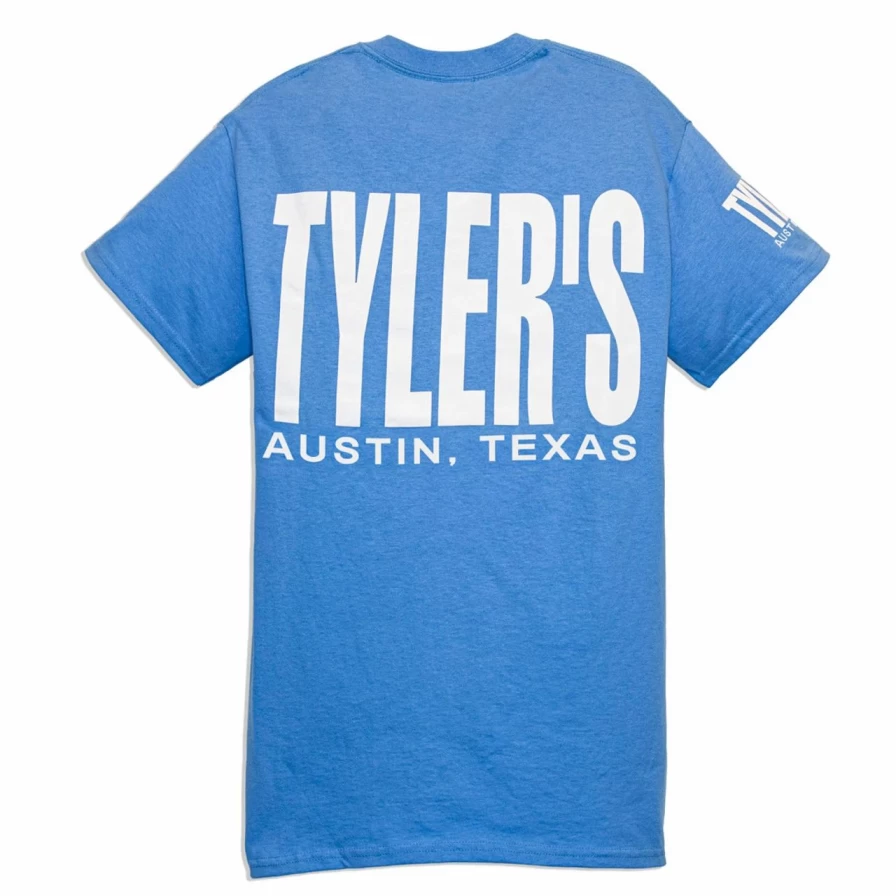 Men's Light Blue and White Casual T-Shirt - Austin Inspired Tyler's Tee - Comfortable Cotton Short Sleeve Top
