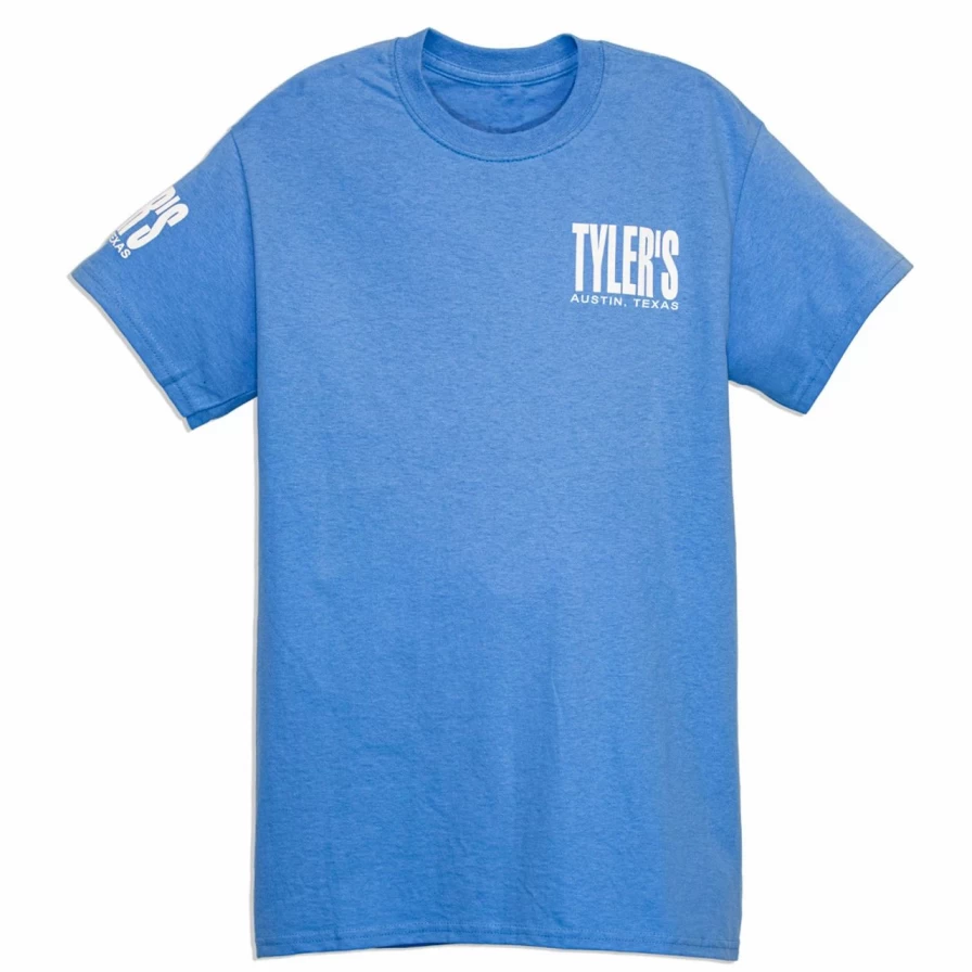 Men's Light Blue and White Casual T-Shirt - Austin Inspired Tyler's Tee - Comfortable Cotton Short Sleeve Top