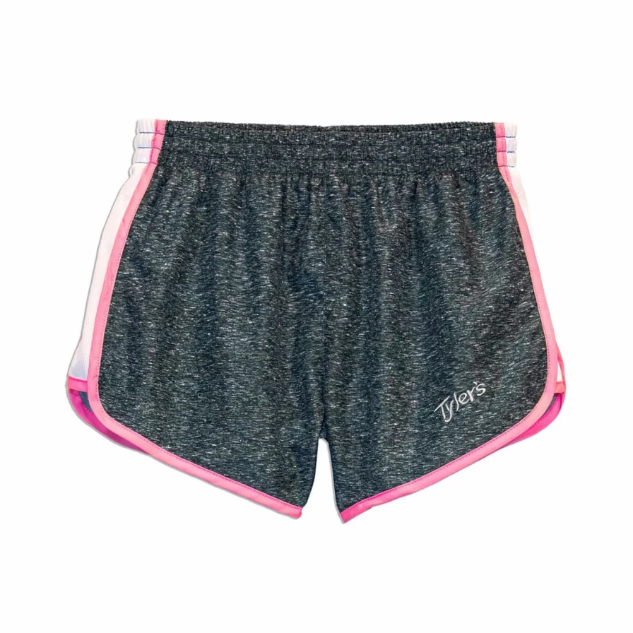 Girls' Charcoal and Pink Racer Shorts - Comfortable Athletic Shorts for Active Kids