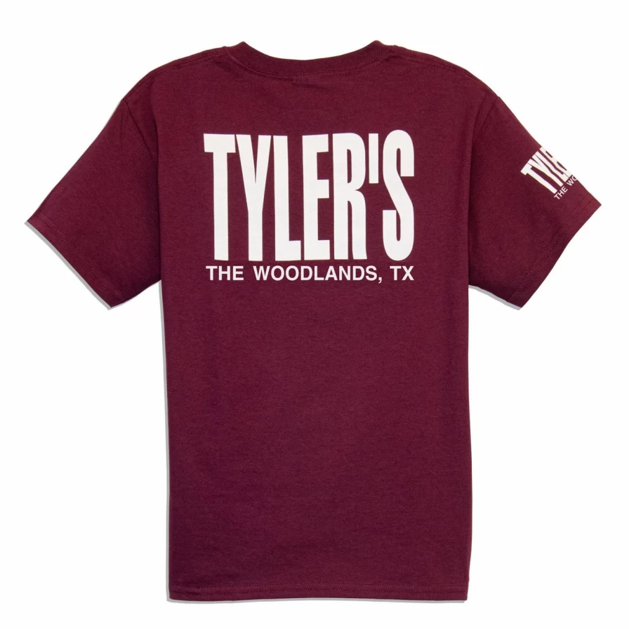 Kids' Maroon and White Graphic Tee - The Woodlands Tyler's Style Casual Shirt