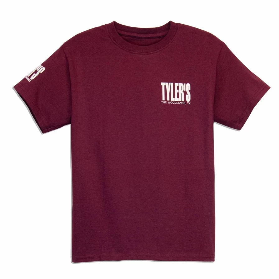 Kids' Maroon and White Graphic Tee - The Woodlands Tyler's Style Casual Shirt
