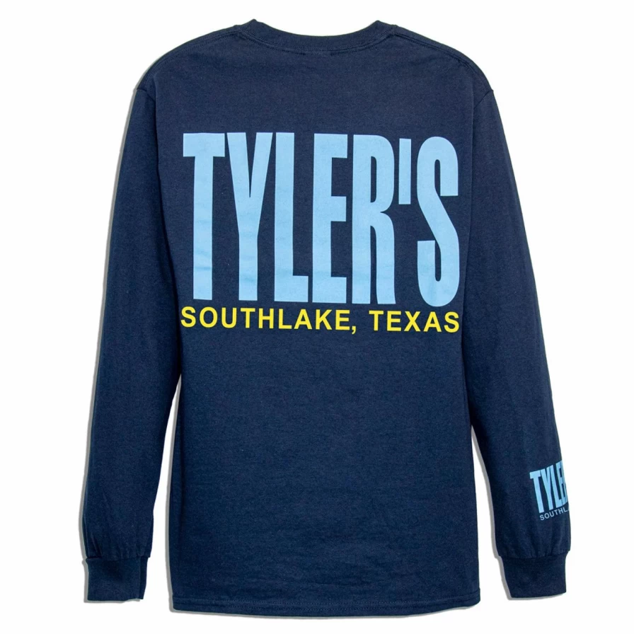 Men's Navy and Light Blue Striped Long Sleeve T-Shirt - Southlake Collection