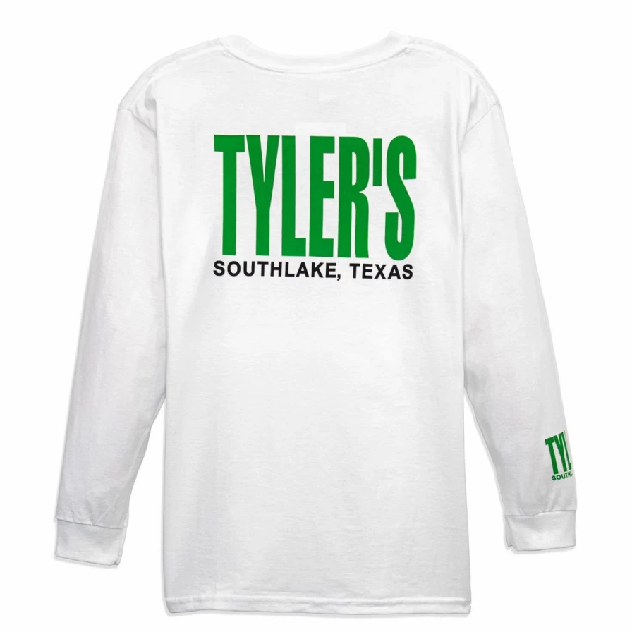 Kids' White and Green Long Sleeve T-Shirt - Comfortable Cotton Tee for Boys and Girls