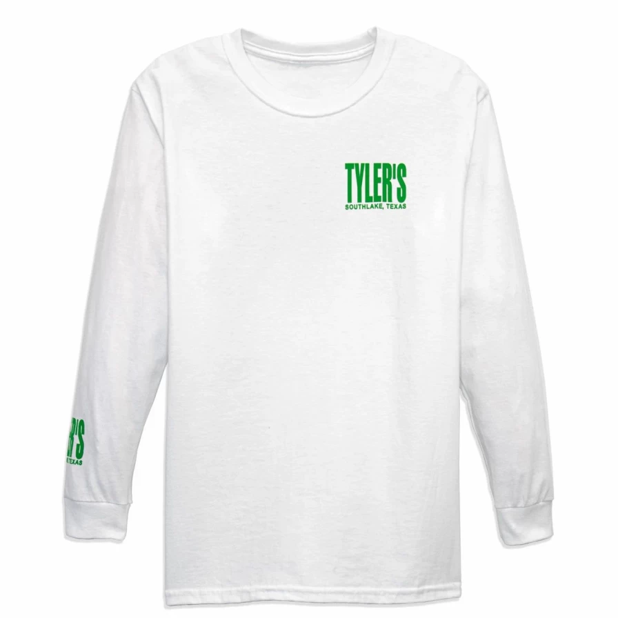 Kids' White and Green Long Sleeve T-Shirt - Comfortable Cotton Tee for Boys and Girls