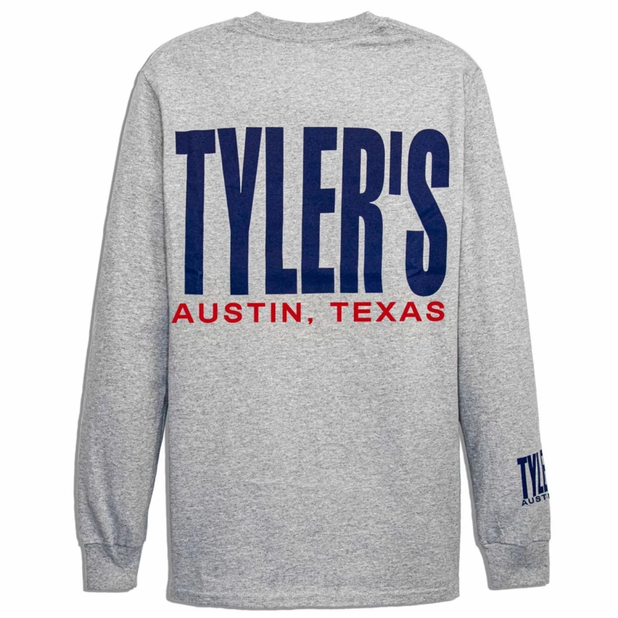 Men's Premium Long Sleeve T-Shirt - Grey & Navy Striped Casual Crewneck Top - Austin Inspired Streetwear Tee