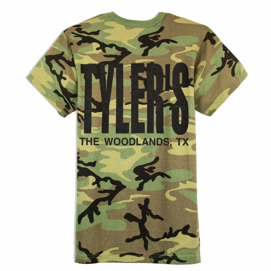Camo and Black Graphic Tee - The Woodlands Tyler's Style Casual T-Shirt