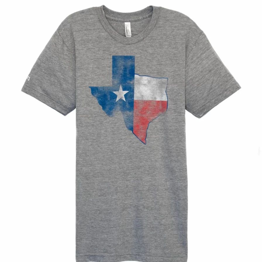 "State Of Texas Graphic Tee - Athletic Grey Casual T-Shirt"