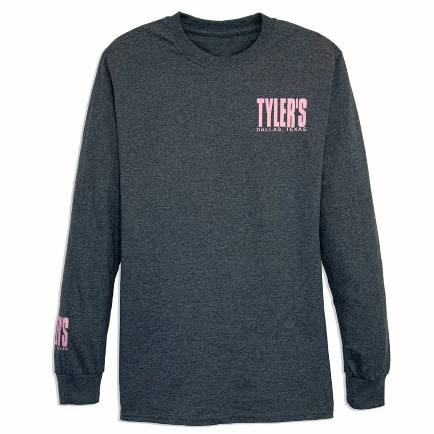 Tyler's Long Sleeve T-Shirt in Dark Heather and Azalea Colors - Dallas Collection